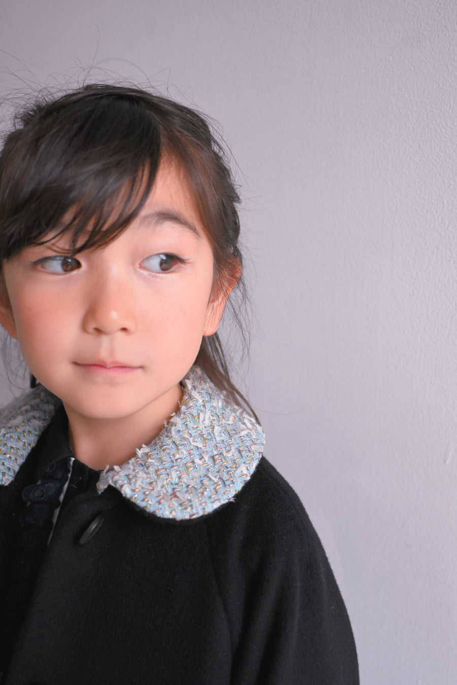 【ORDER】Tweed collar coat / black