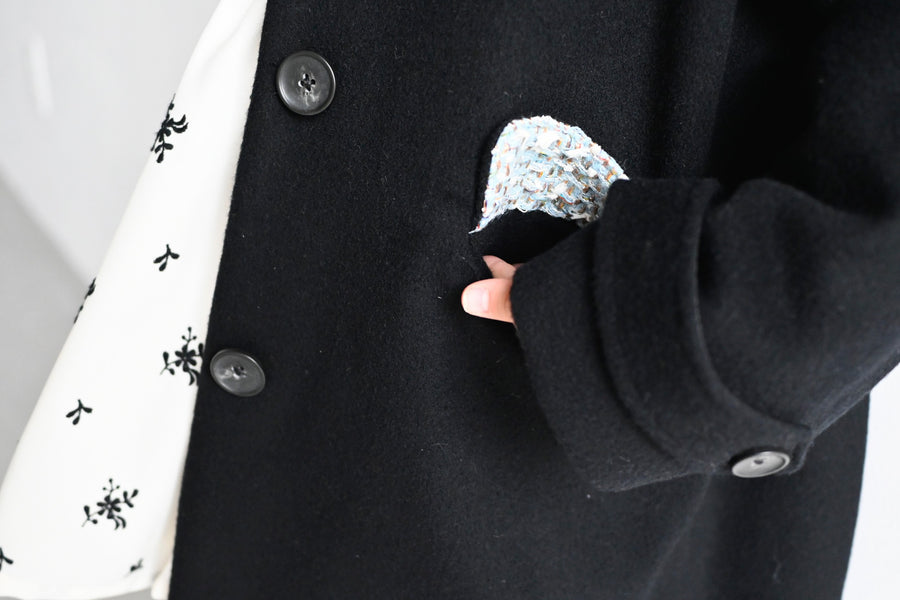 【ORDER】Tweed collar coat / black