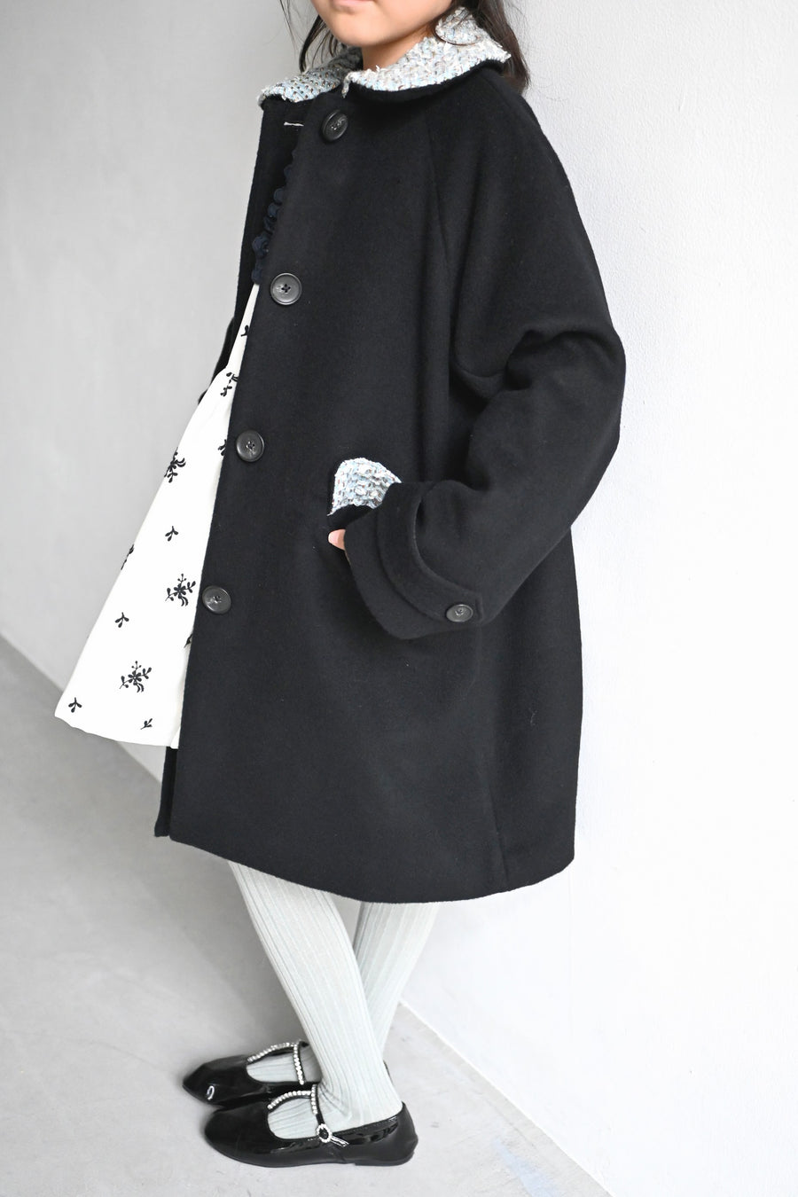 【ORDER】Tweed collar coat / black