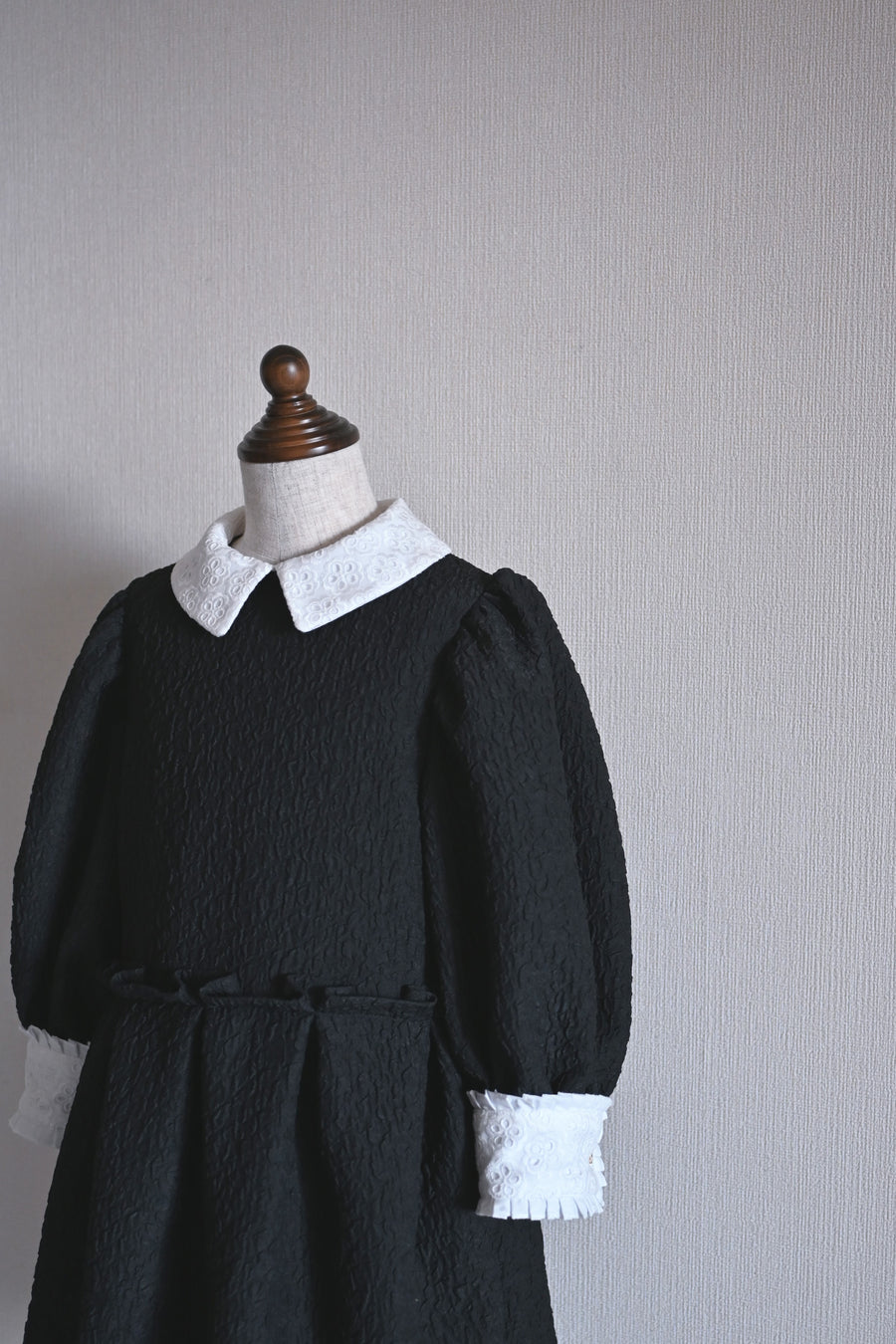 【ORDER】 jacquard white collar dress