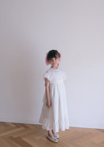 White pintuck long dress