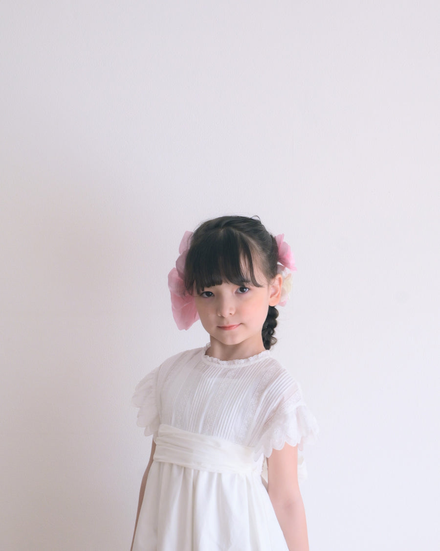 White pintuck long dress