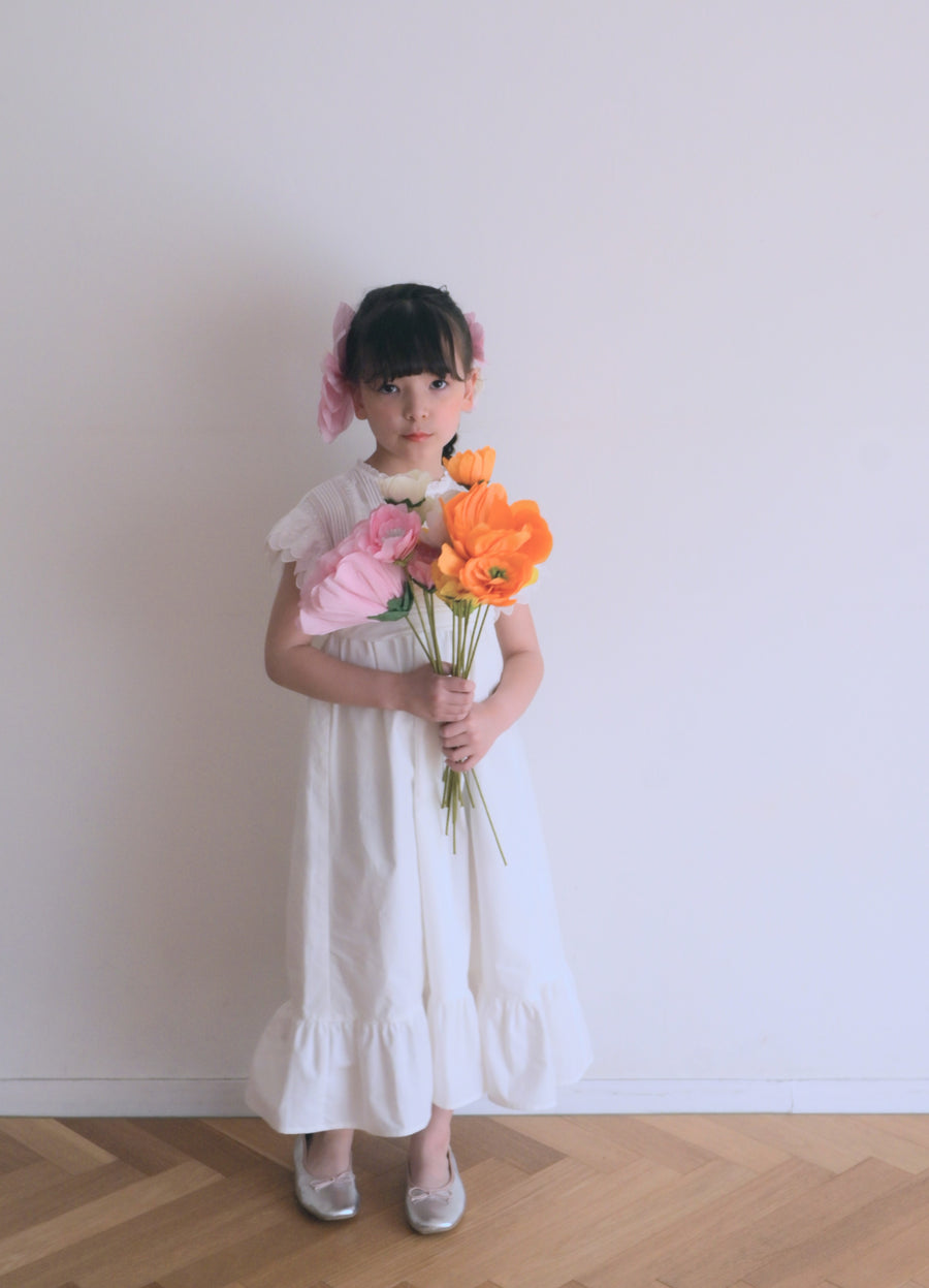 White pintuck long dress