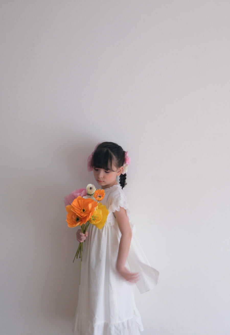 White pintuck long dress