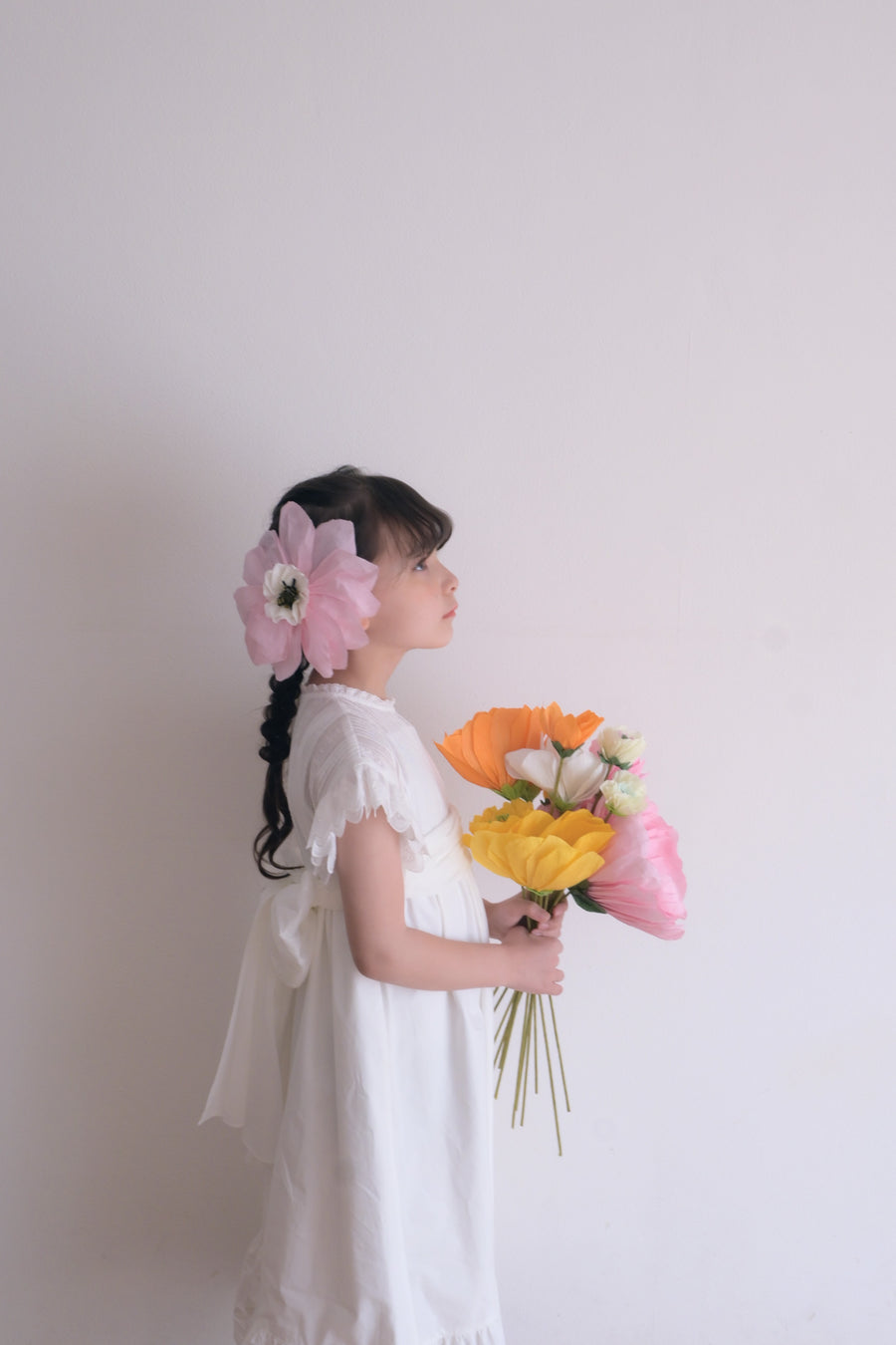 White pintuck long dress