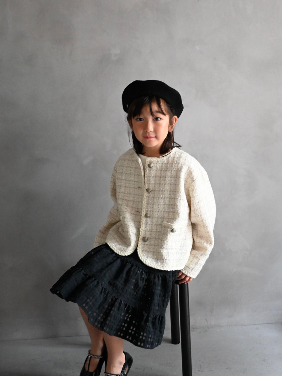 【ORDER】Check organdy skirt / black