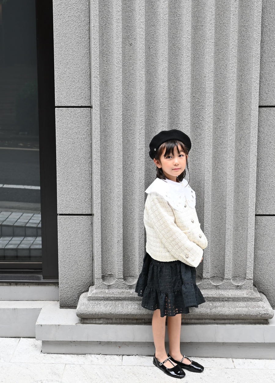 【ORDER】Check organdy skirt / black