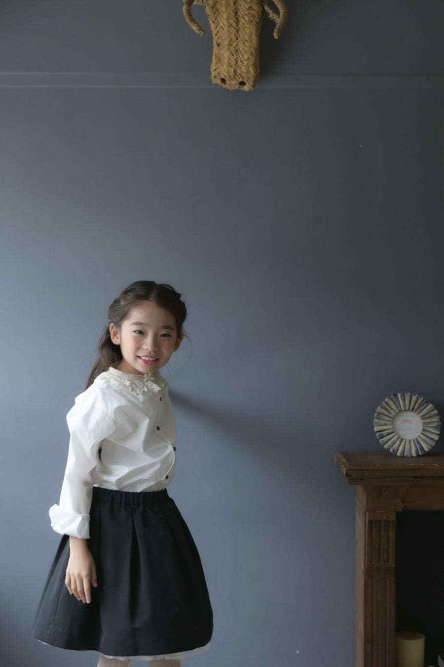 【SAMPLE SALE 11月9日21時〜販売開始】 tuck skirt with tulle / black　140