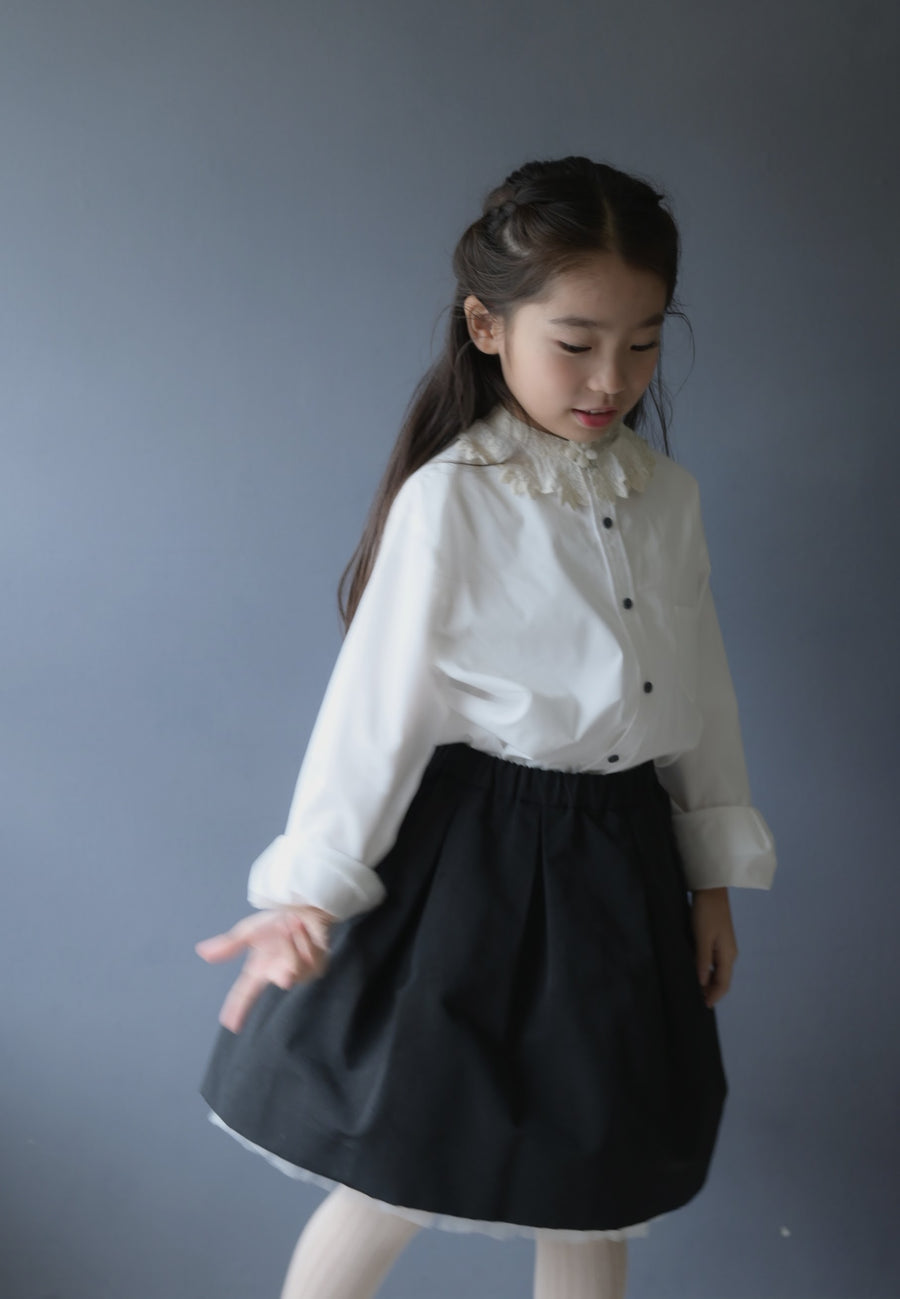 【SAMPLE SALE 11月9日21時〜販売開始】 tuck skirt with tulle / black　140