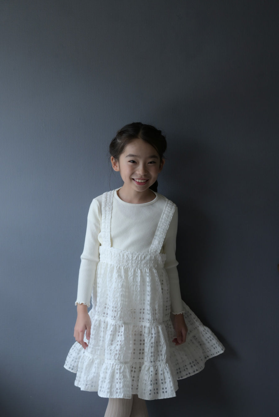 【ORDER】Check organdy skirt / white