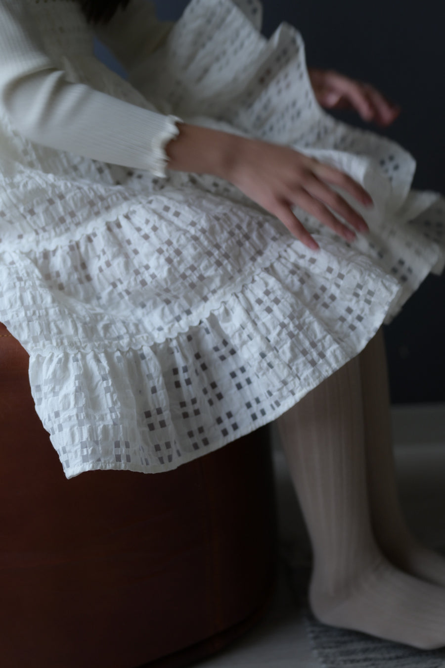 【ORDER】Check organdy skirt / white
