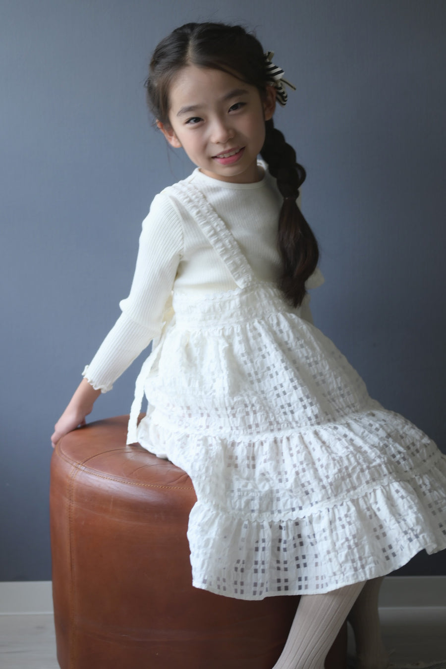 【ORDER】Check organdy skirt / white