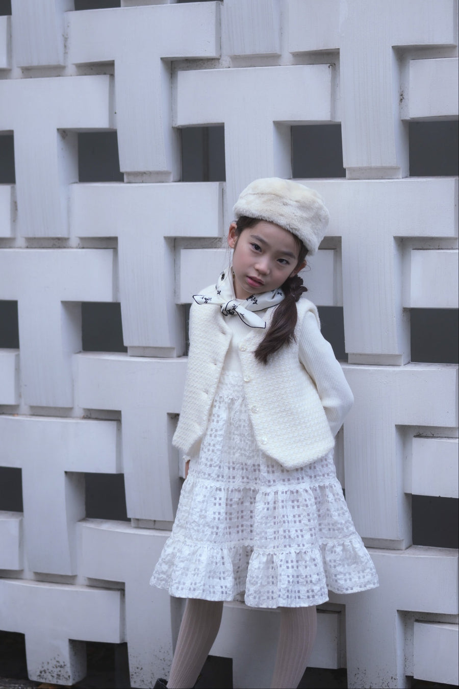 【ORDER】Check organdy skirt / white