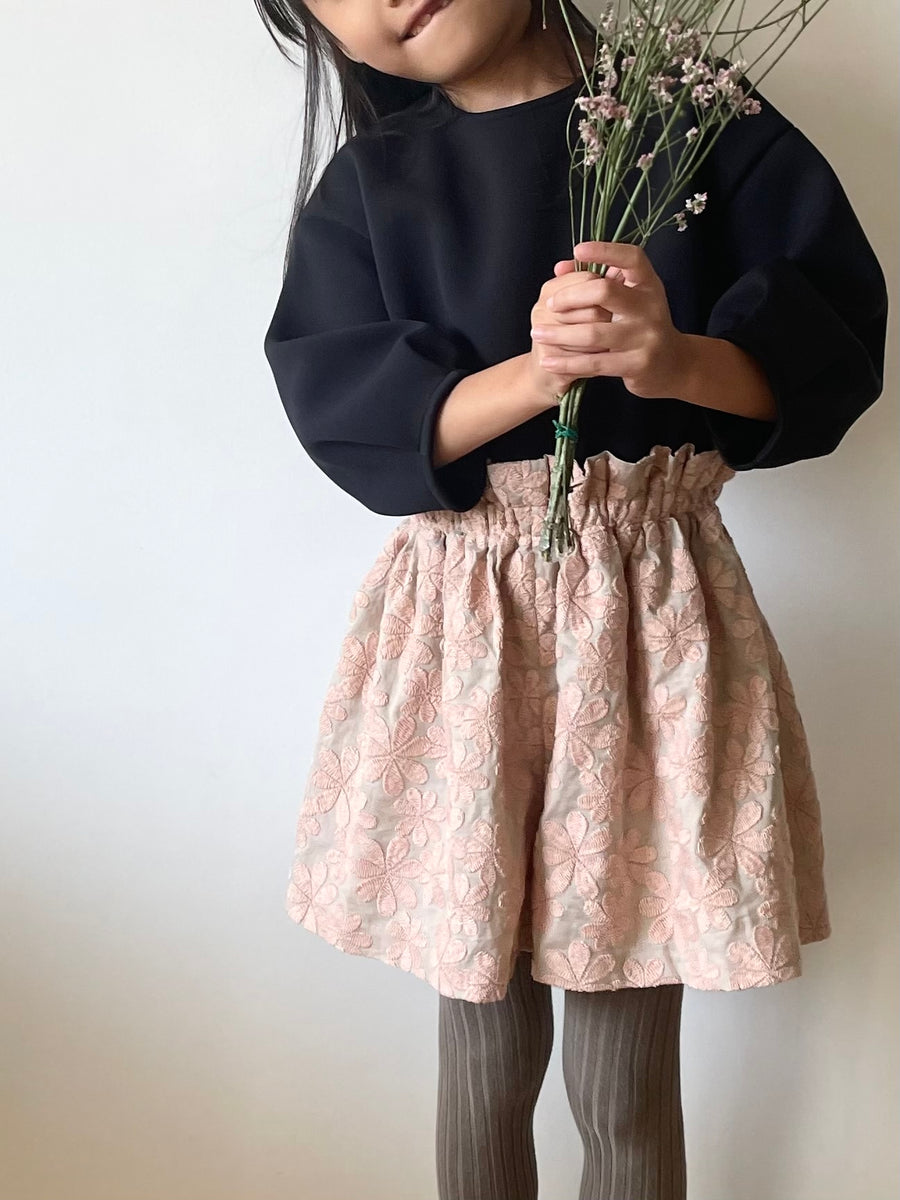 Embroidered flower culottes dress / pink