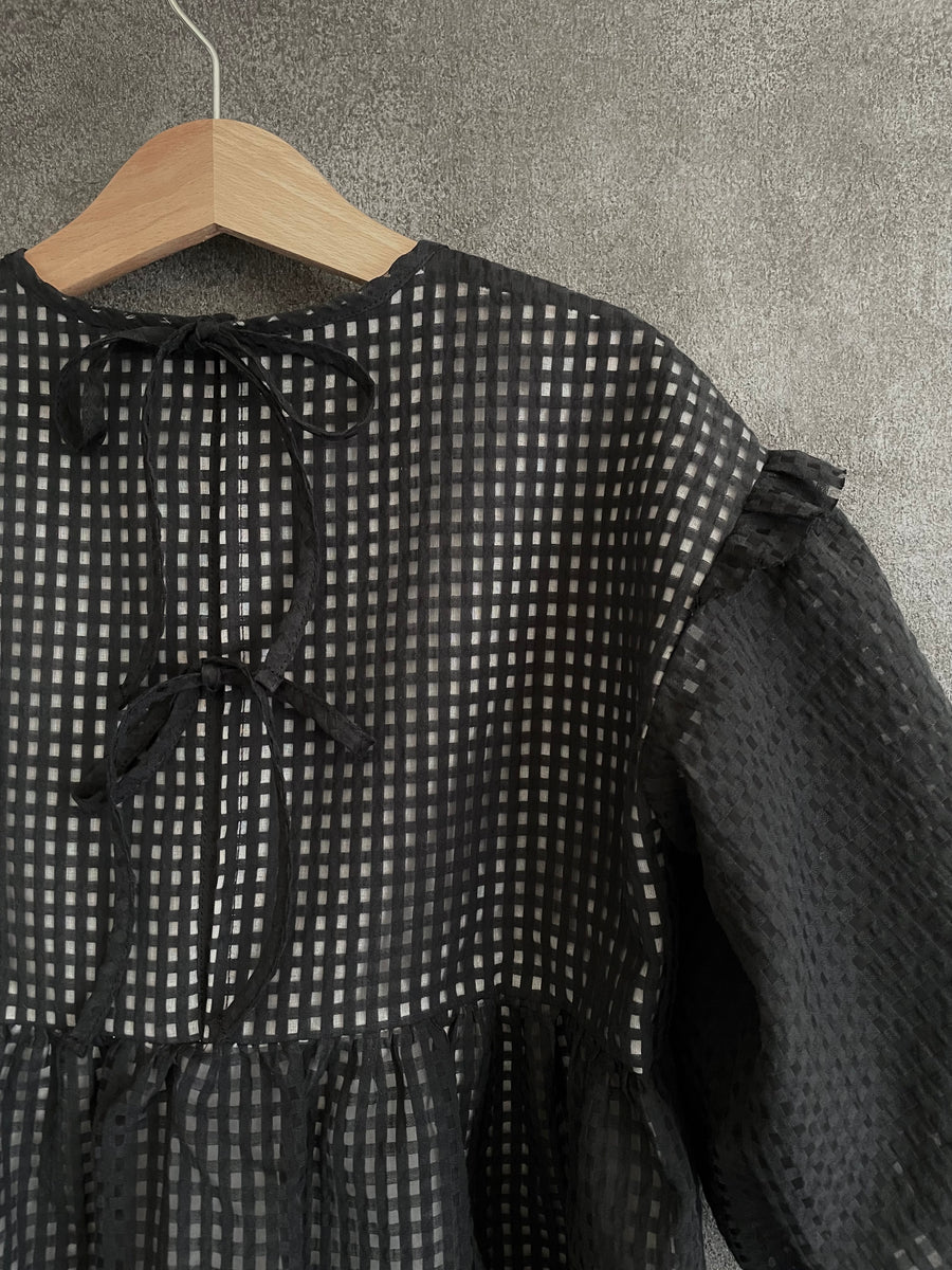 Check organdy dress / black