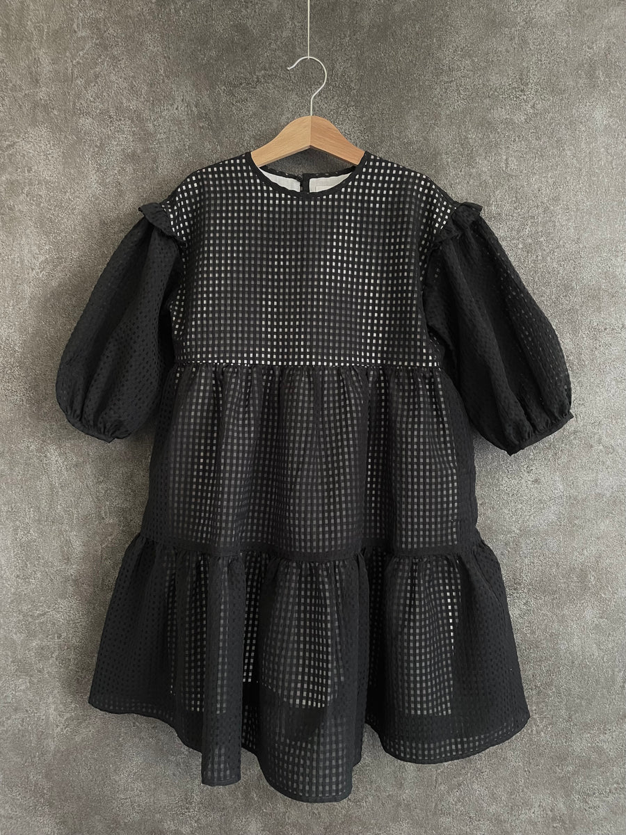 Check organdy dress / black