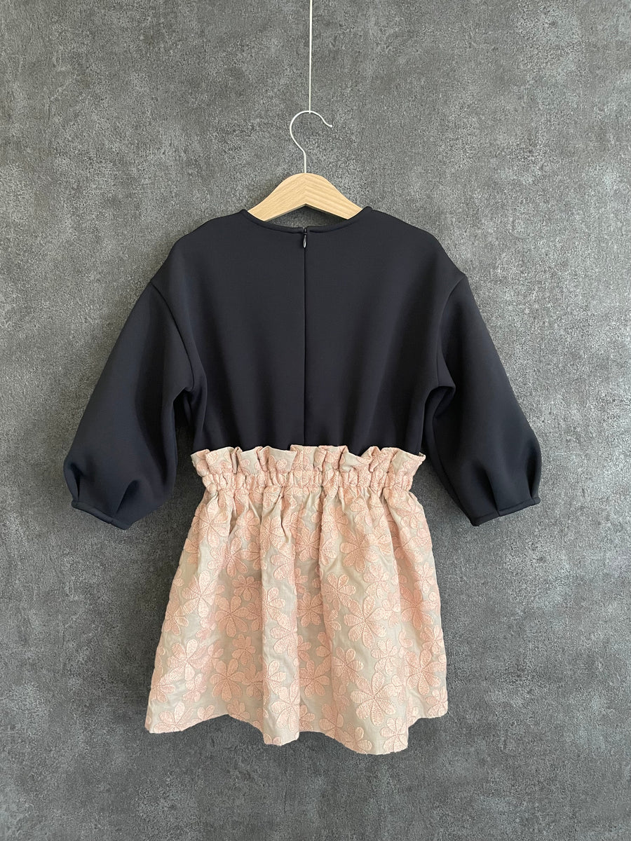 Embroidered flower culottes dress / pink