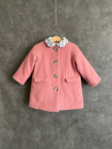 Tweed collar coat / pink