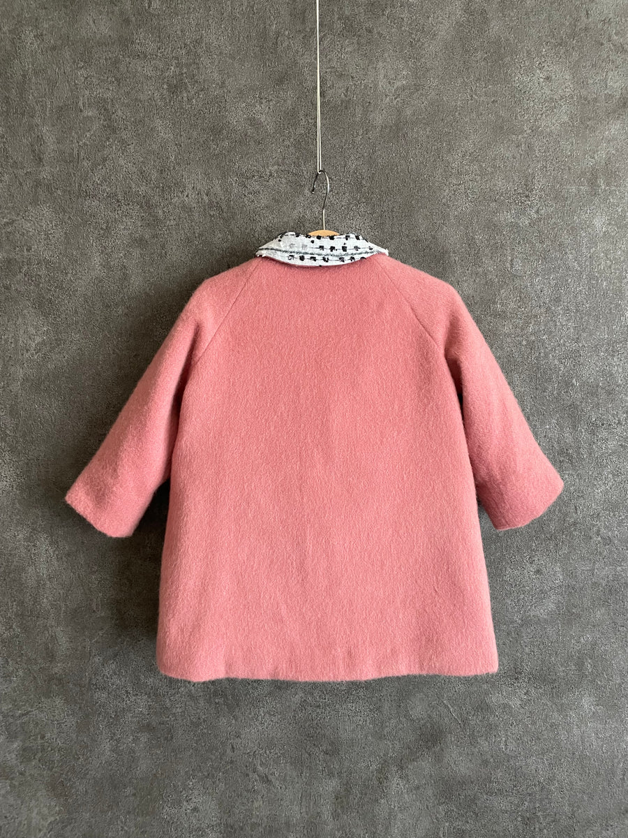 Tweed collar coat / pink
