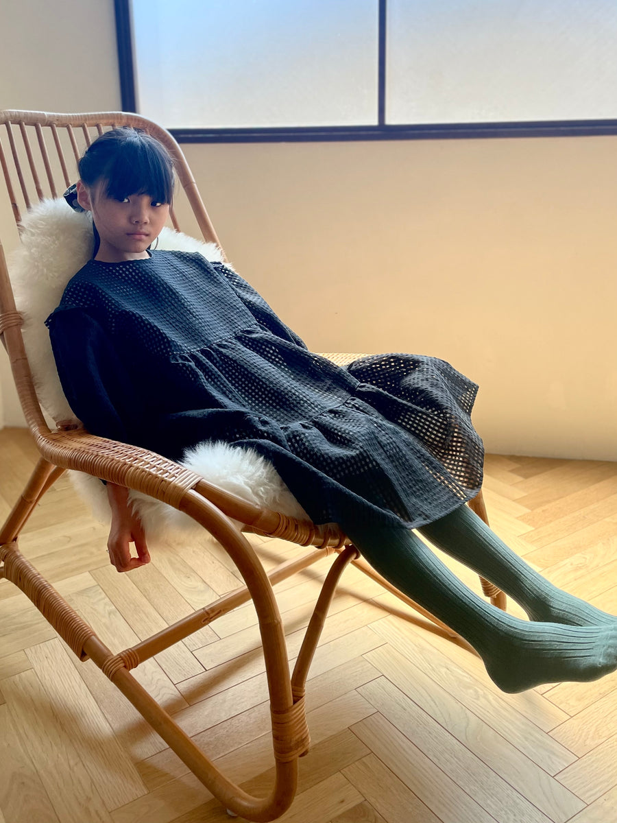Check organdy dress / black