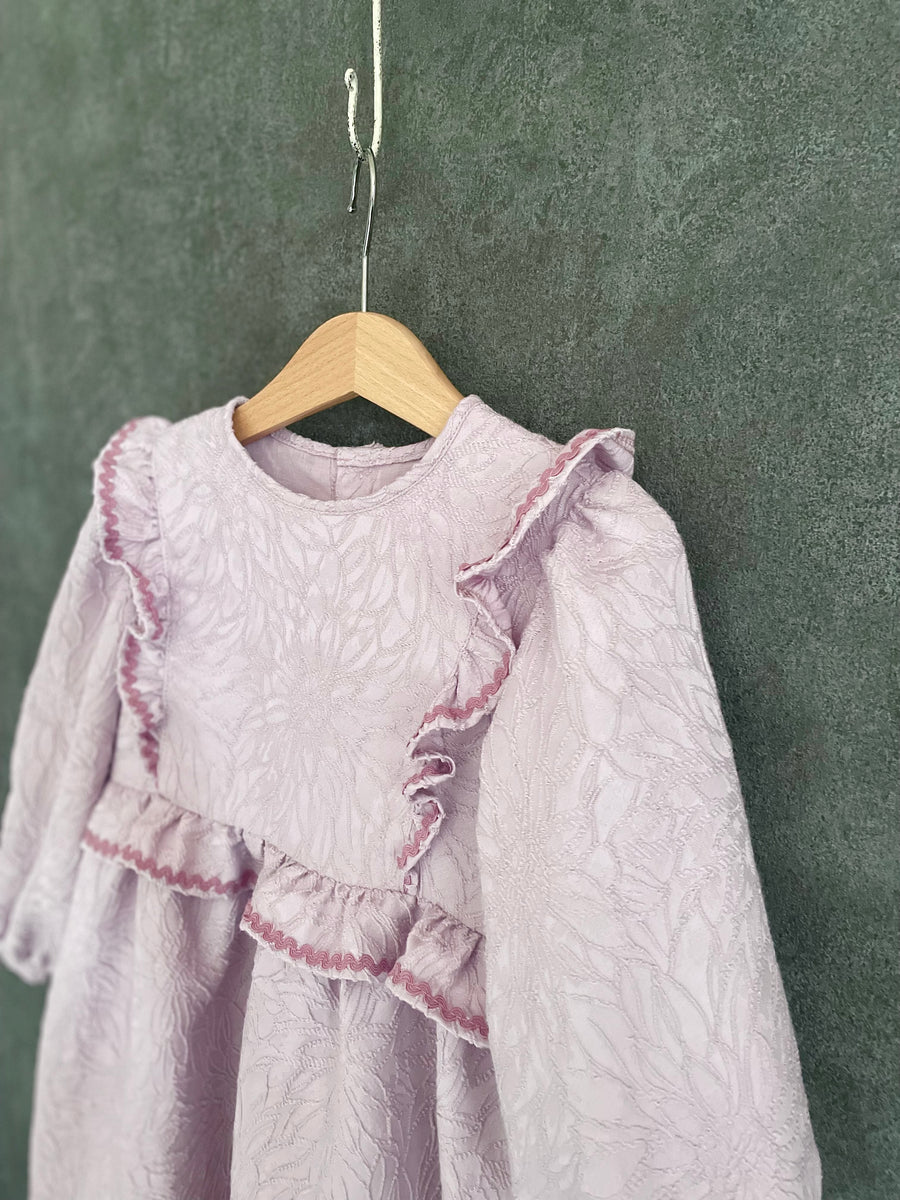 Flower jacquard  dress / pink