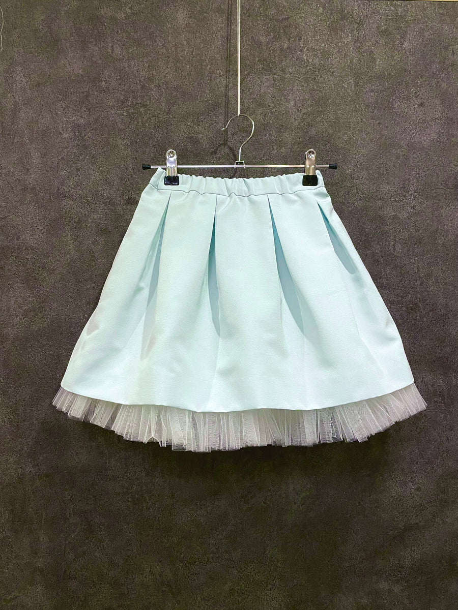 Grosgrain tuck skirt with tulle