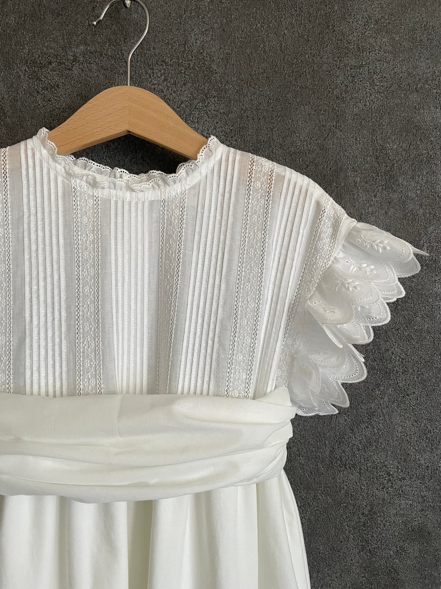 White pintuck long dress