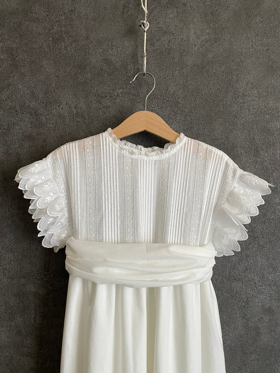 White pintuck long dress