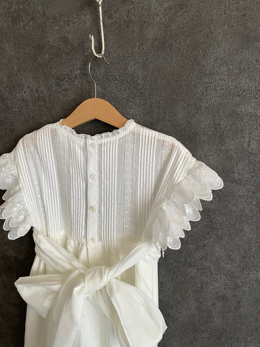 White pintuck long dress